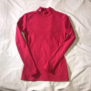 Women’s size medium long sleeve mock turtle neck Under Armor workout shirt. Pink